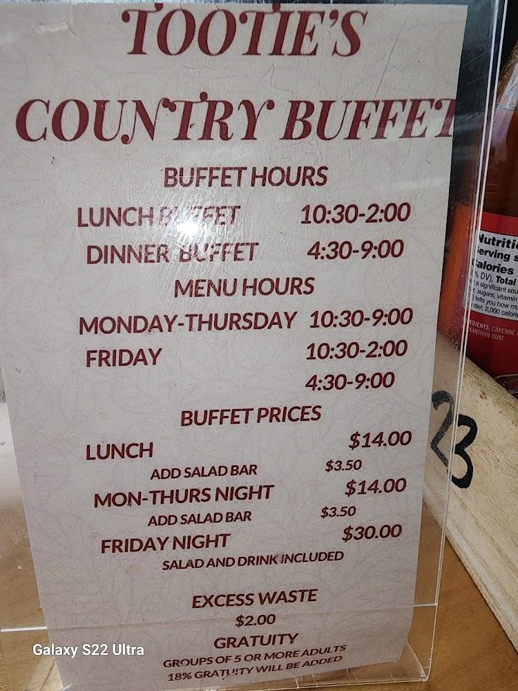Tootie's Country Buffet Menu image 3